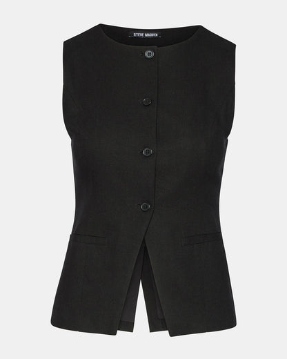 WESLEY Top Black Button-Up Vest Top | Steve Madden