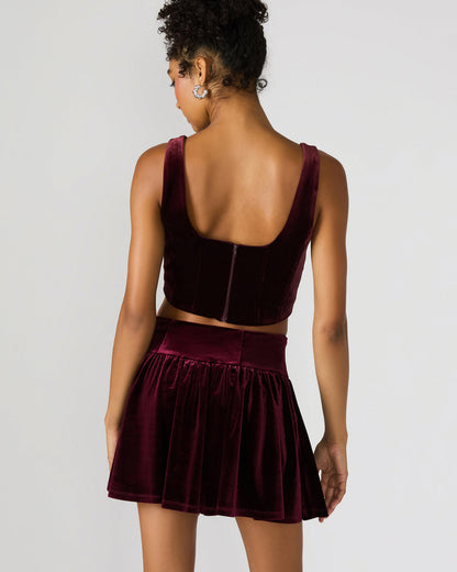 ARYANNA Wine Cropped Velvet Women's Top | Steve Madden