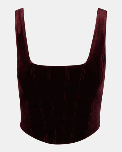 ARYANNA Wine Cropped Velvet Women's Top | Steve Madden