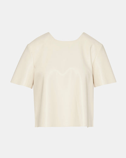 EZRA Bone Women's Short Sleeve Faux Leather Top | Steve Madden