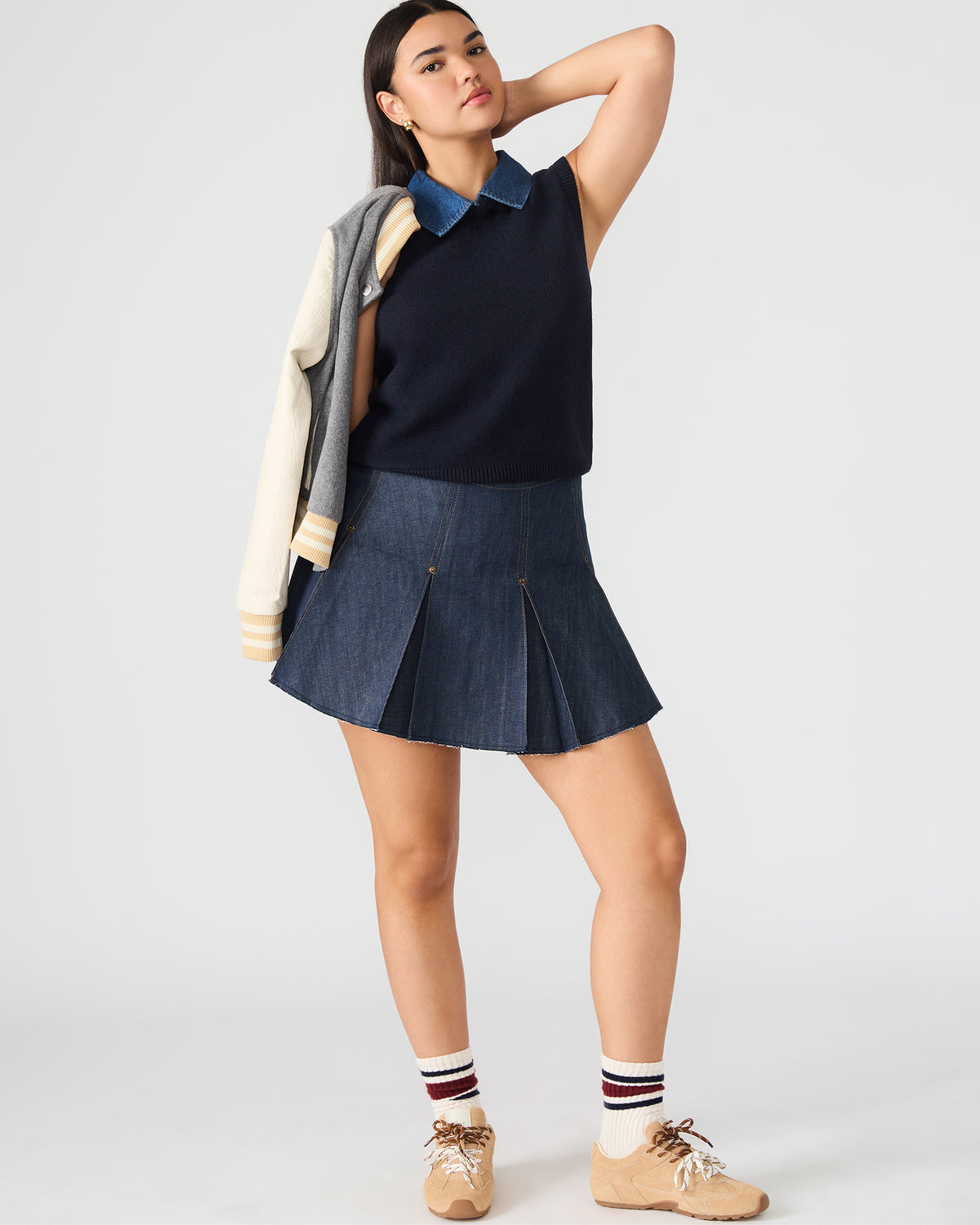 JEANE Sweater Vest Knit Collared Sleeveless Women's Top | Steve Madden