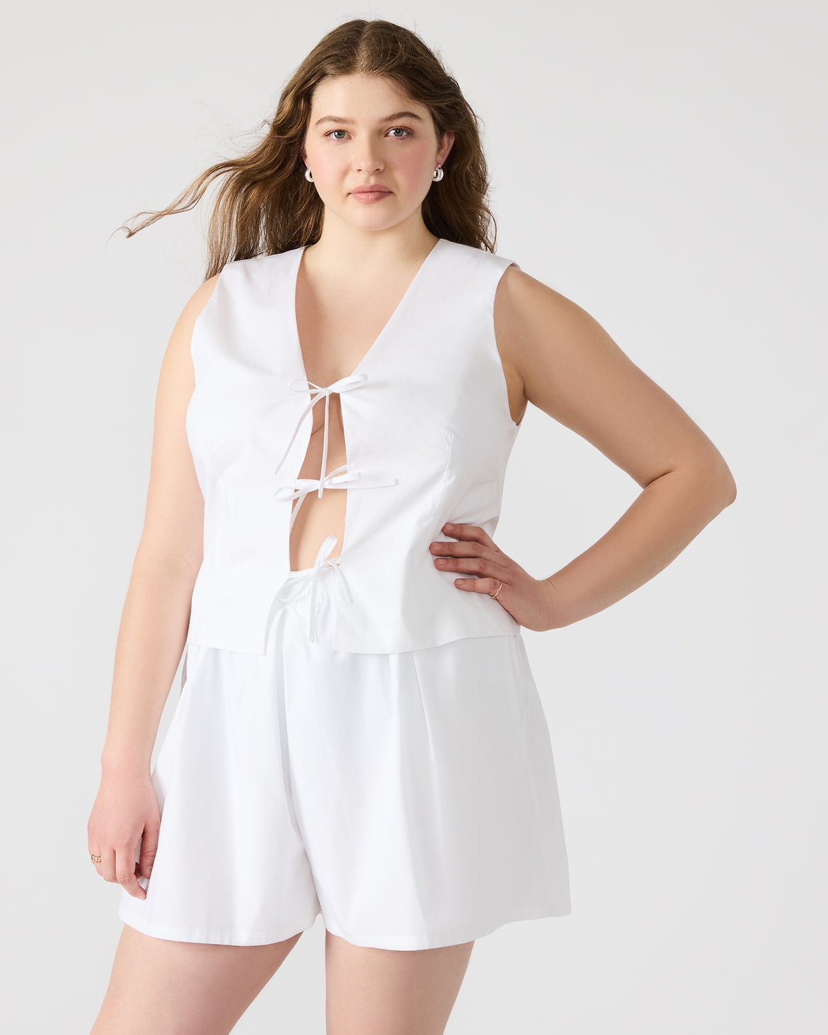 ALIZA White Women's Bow Tie-Front Top | Steve Madden
