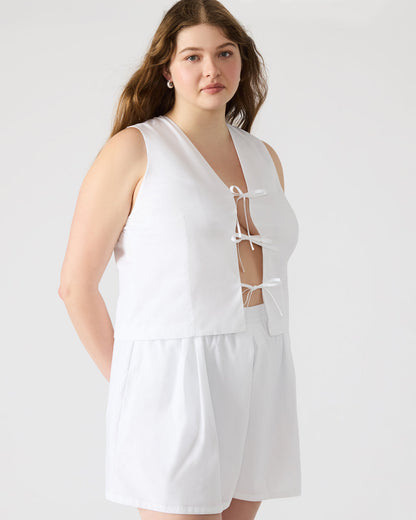 ALIZA White Women's Bow Tie-Front Top | Steve Madden