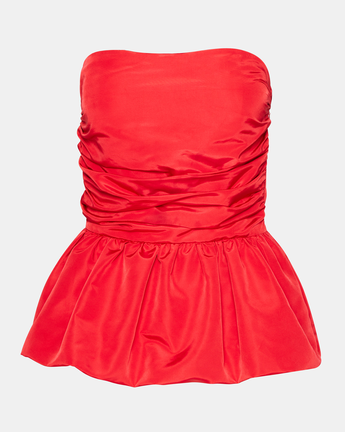 AMARI Top Red | Women's Bubble-Hem Taffeta Strapless Top | Steve Madden