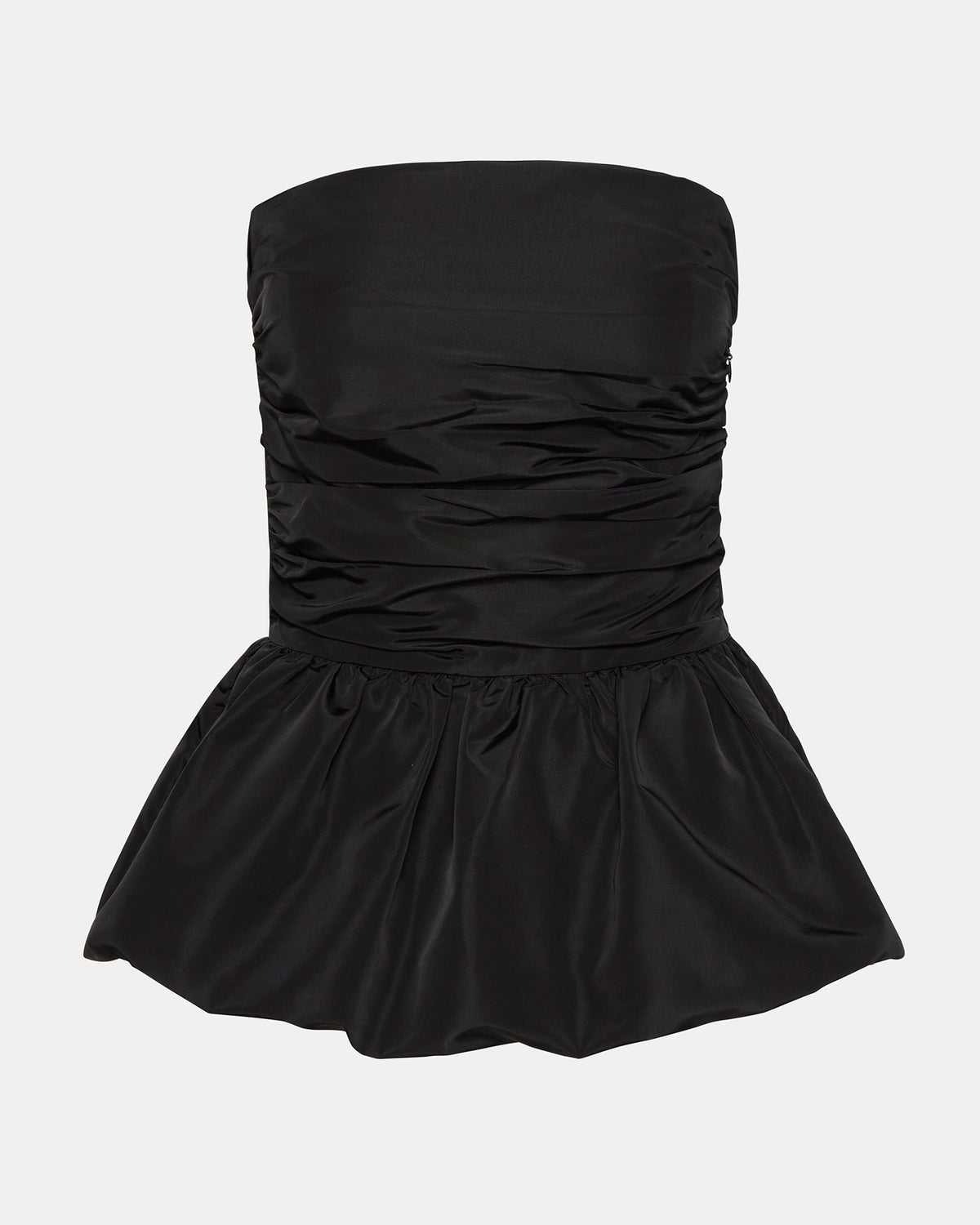 AMARI Top Black | Women's Bubble-Hem Taffeta Strapless Top | Steve Madden