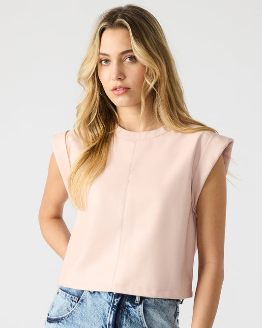 CAT Rose Women's Short-Sleeved Faux Leather Top | Steve Madden