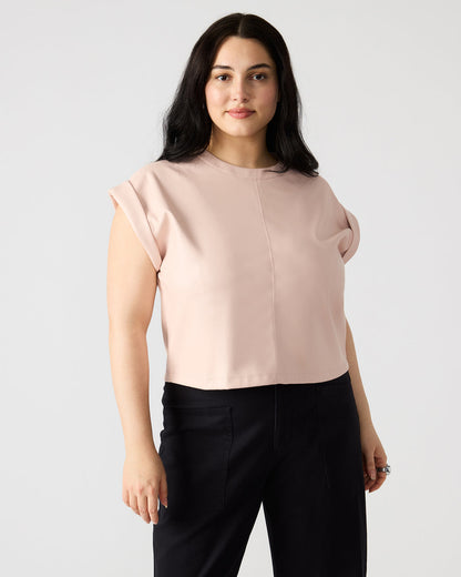 CAT Rose Women's Short-Sleeved Faux Leather Top | Steve Madden