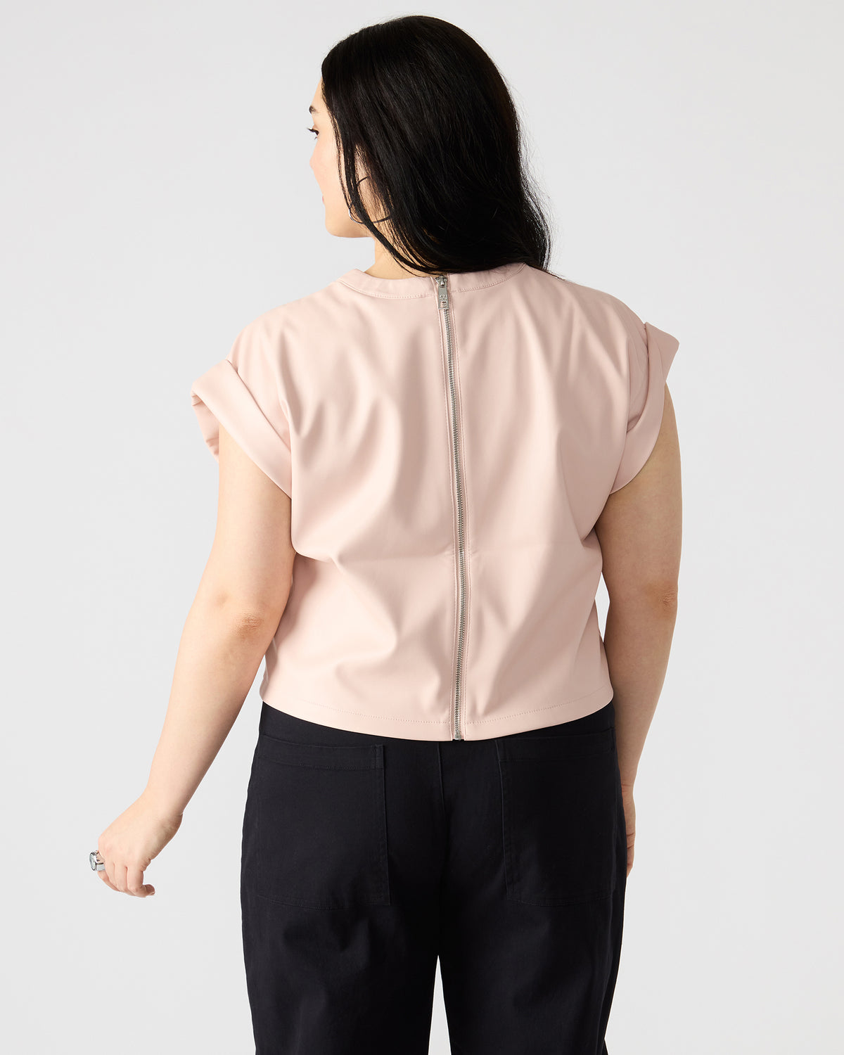 CAT Rose Women's Short-Sleeved Faux Leather Top | Steve Madden