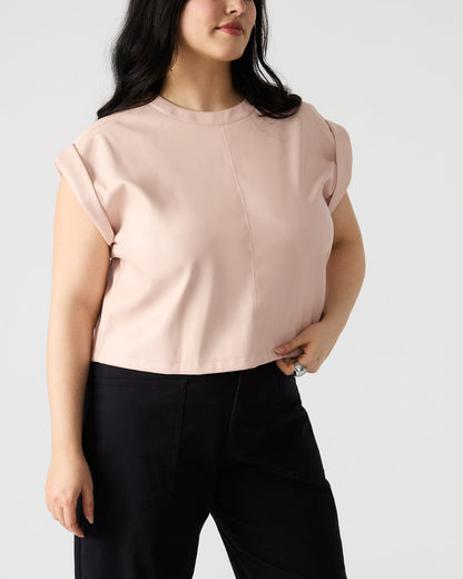 CAT Rose Women's Short-Sleeved Faux Leather Top | Steve Madden
