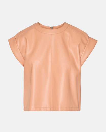 CAT Rose Women's Short-Sleeved Faux Leather Top | Steve Madden