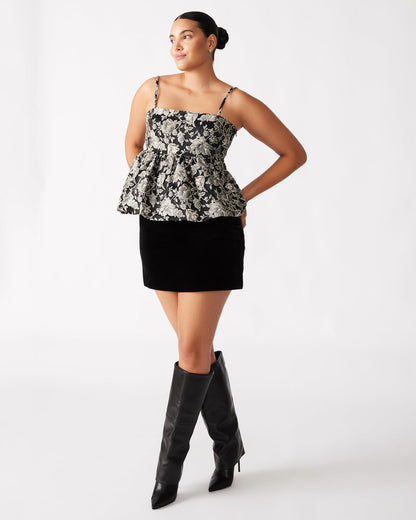 BODI Top Black Multi | Women's Bubble-Hem Taffeta Camisole Top | Steve Madden