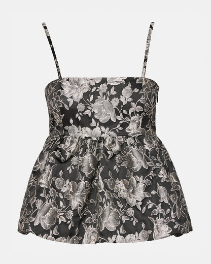 BODI Top Black Multi | Women's Bubble-Hem Taffeta Camisole Top | Steve Madden