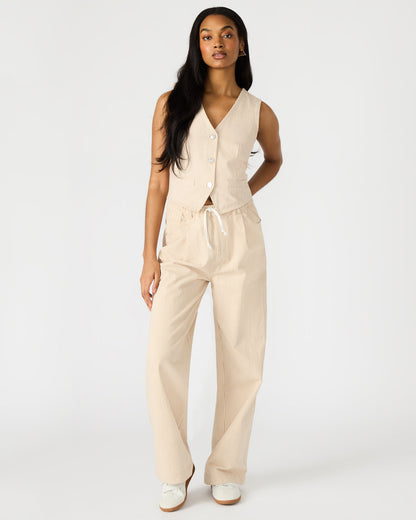 SELENE Khaki Women's Button-Up Sleeveless Fabric Vest Top | Steve Madden