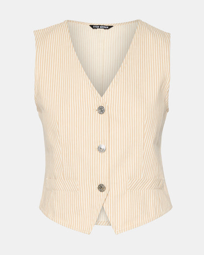 SELENE Khaki Women's Button-Up Sleeveless Fabric Vest Top | Steve Madden