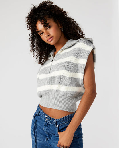 EASTON Sweater Grey | Sleeveless Hooded Sweater | Steve Madden