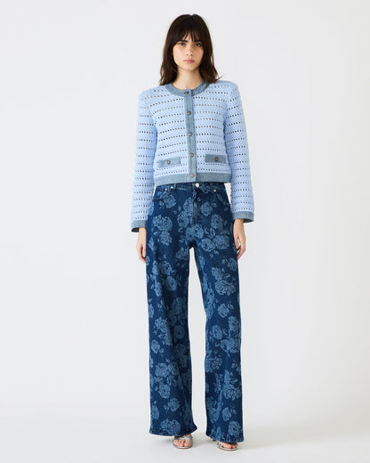 JAXON Rose Frost Wide-Leg Denim Floral Print Women's Jeans | Steve Madden
