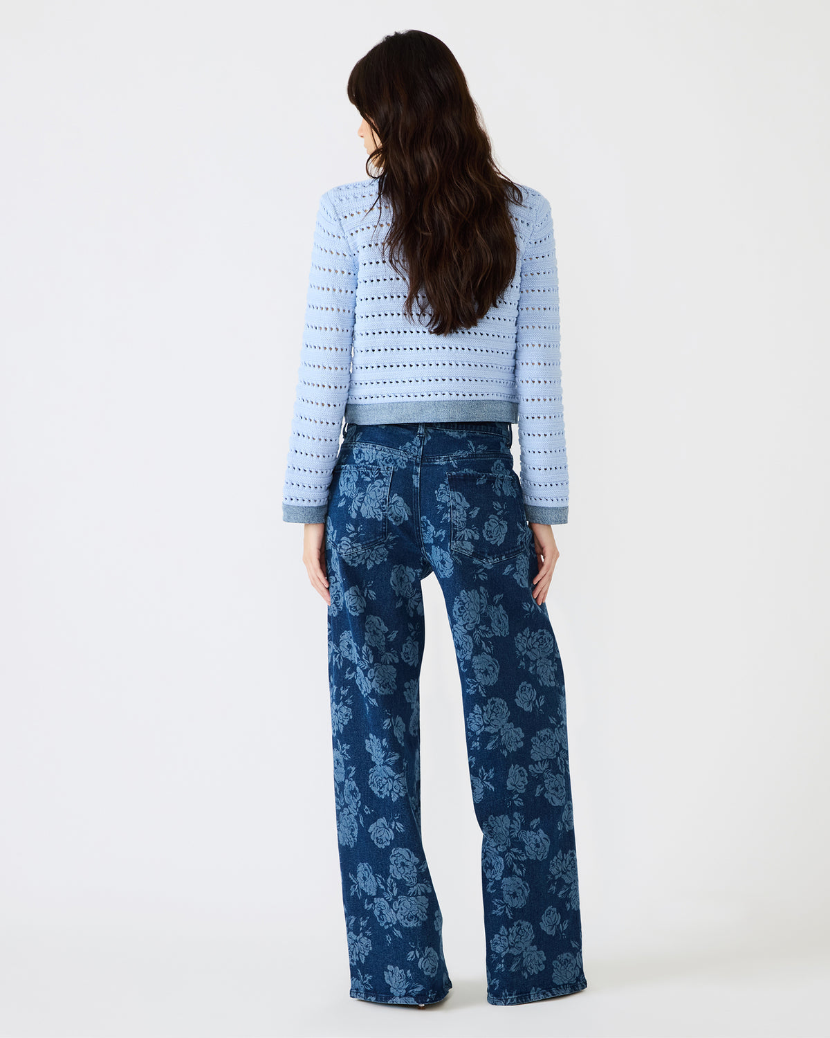 JAXON Rose Frost Wide-Leg Denim Floral Print Women's Jeans | Steve Madden