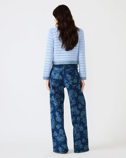 JAXON Rose Frost Wide-Leg Denim Floral Print Women's Jeans | Steve Madden