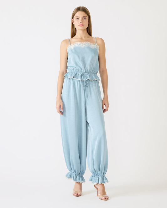 ROAN Dusty Blue Tie-Front Parachute Women's Pants | Steve Madden