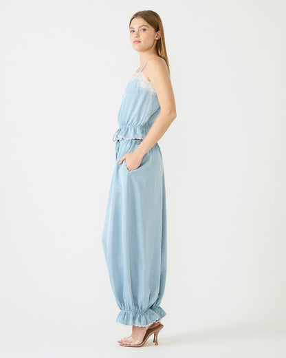 ROAN Dusty Blue Tie-Front Parachute Women's Pants | Steve Madden