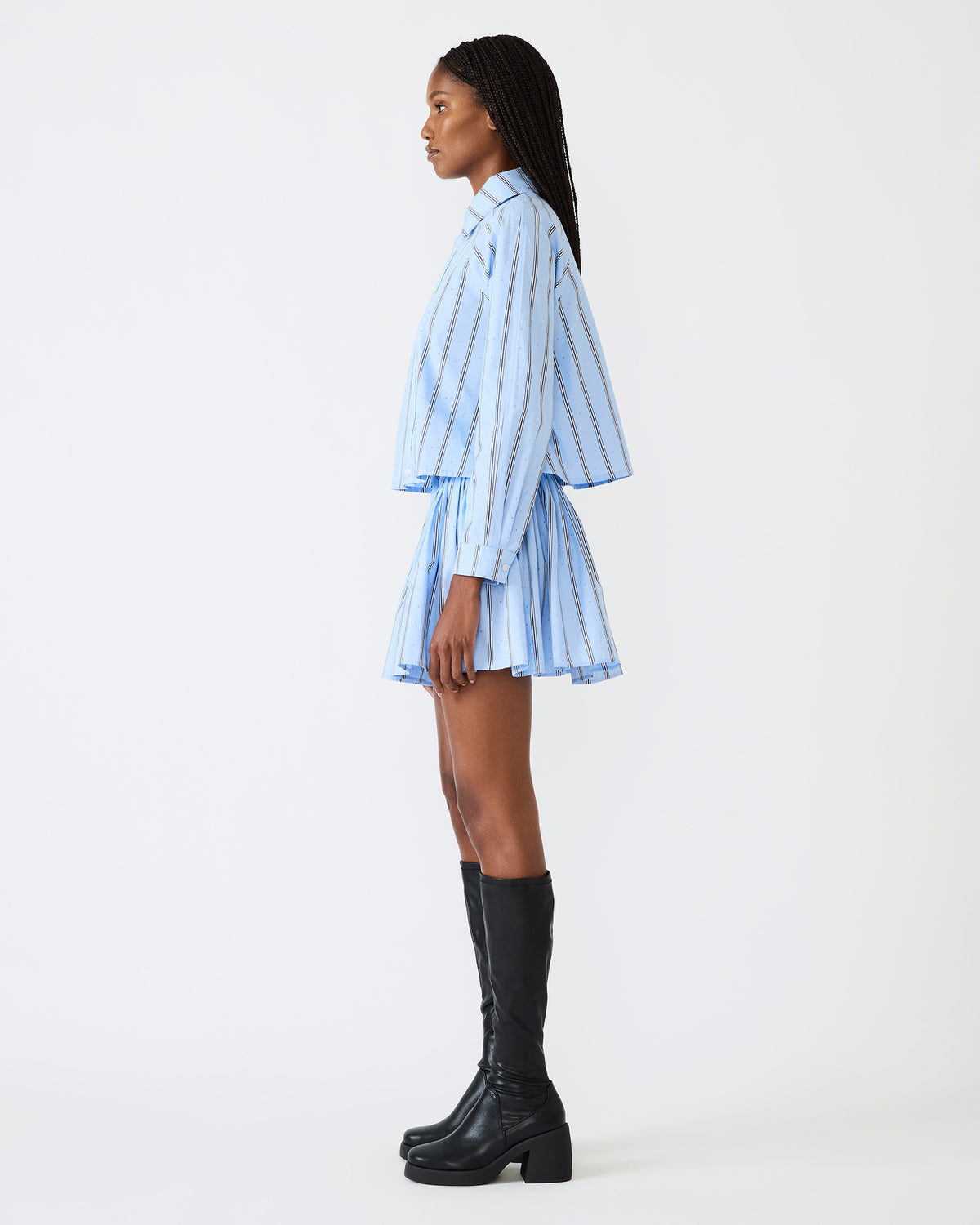 TYRIA Estate Blue Mini Tie-Front Women's Skirt | Steve Madden