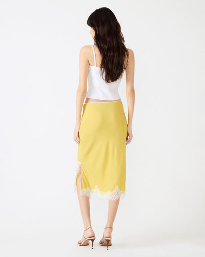 CINTHIA Golden Lime Lace Trime Women's Midi Skirt | Steve Madden