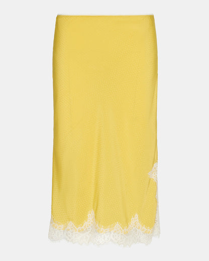 CINTHIA Golden Lime Lace Trime Women's Midi Skirt | Steve Madden