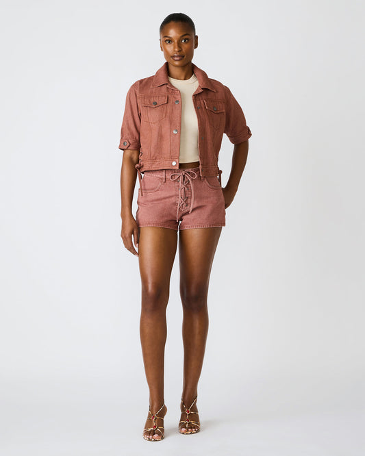 CALLISTO Rust Lace-Up Denim Women's Shorts | Steve Madden