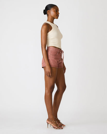 CALLISTO Rust Lace-Up Denim Women's Shorts | Steve Madden