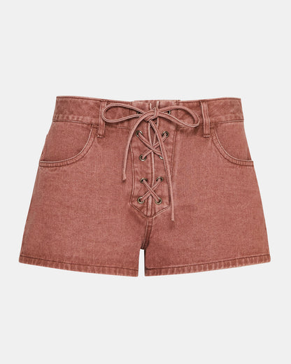 CALLISTO Rust Lace-Up Denim Women's Shorts | Steve Madden
