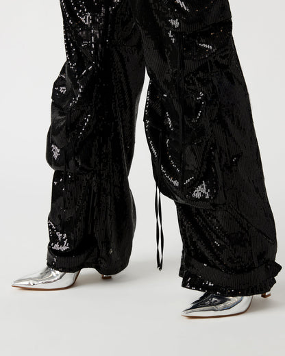 DUO Black Sequin Women's Utility Cargo Pants | Steve Madden