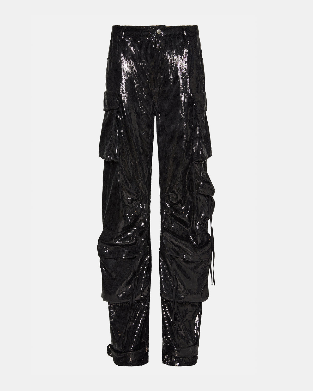 DUO Black Sequin Women's Utility Cargo Pants | Steve Madden