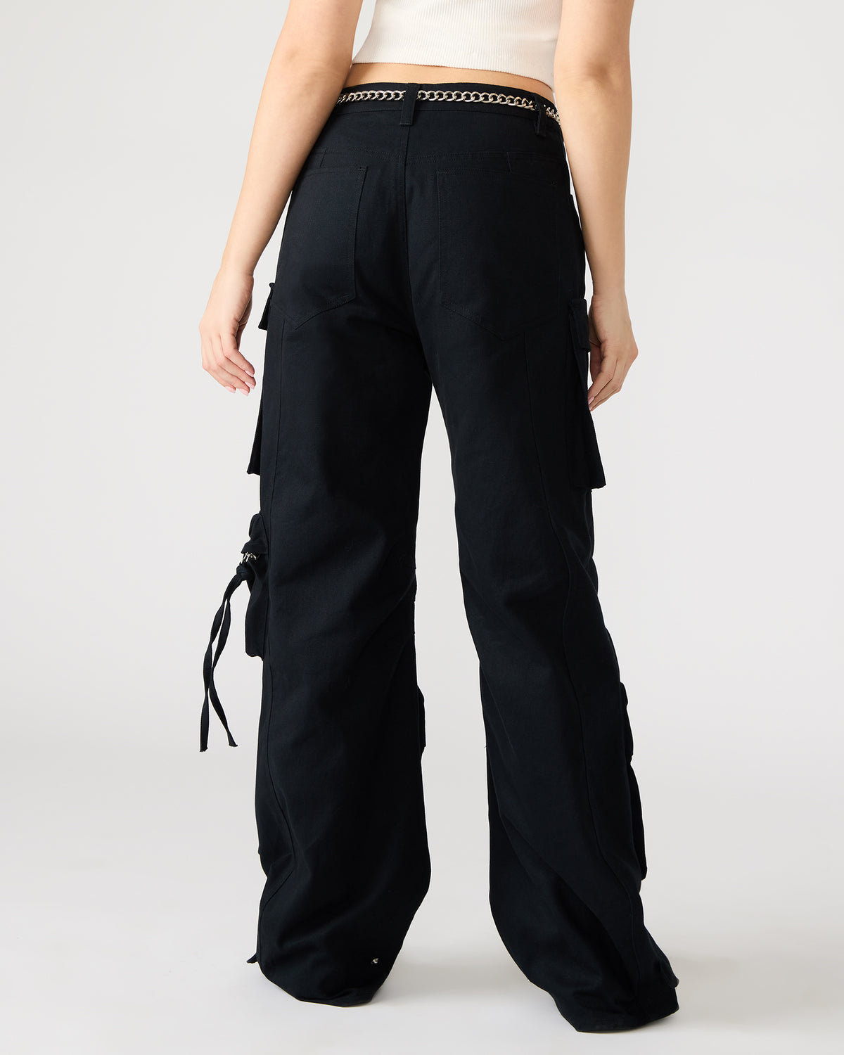 DUO Black Women's Utility Cargo Pants | Steve Madden