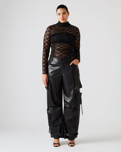 Vegan Leather Duo Black Women's Utility Cargo Pants | Steve Madden
