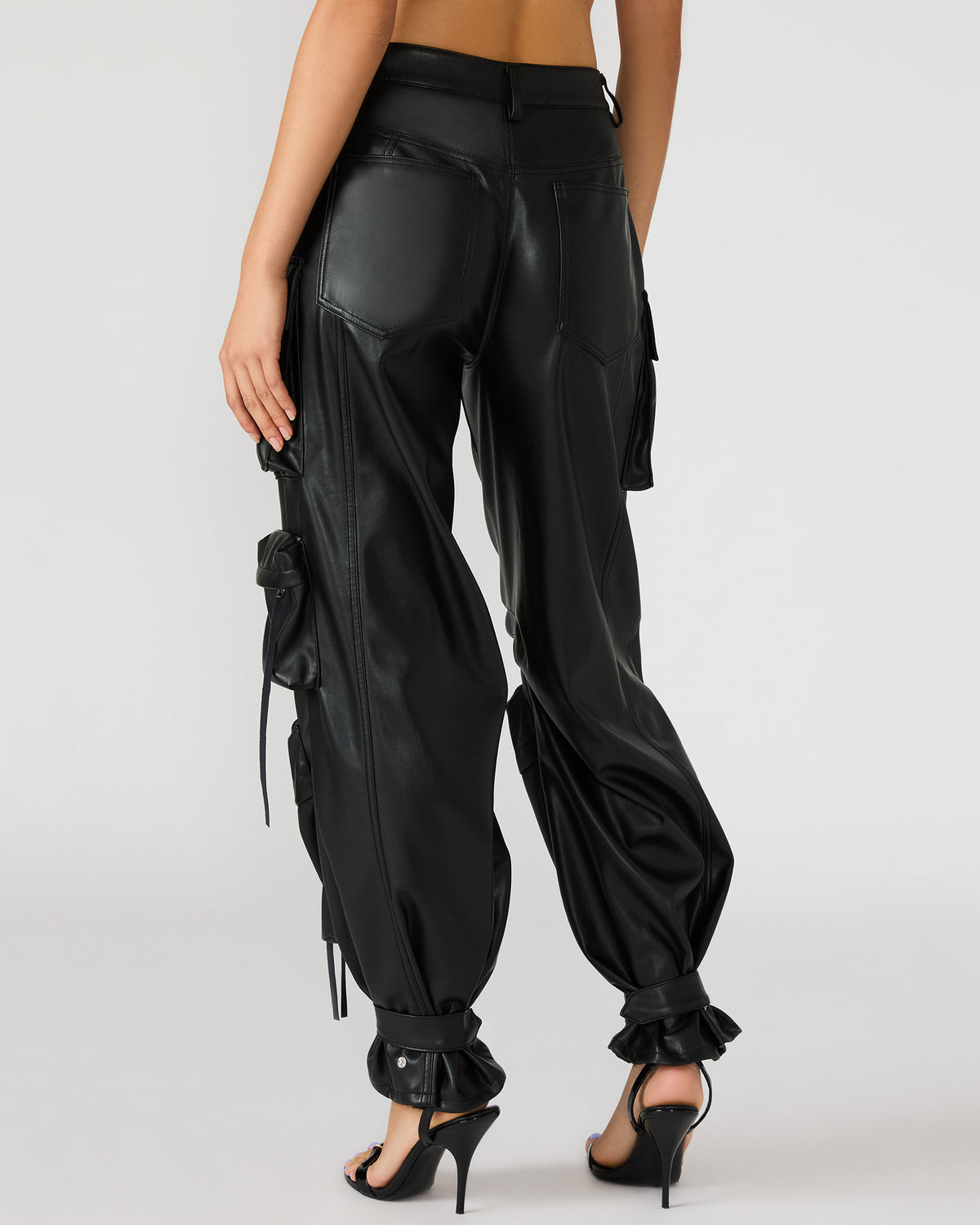 Vegan Leather Duo Black Women's Utility Cargo Pants | Steve Madden