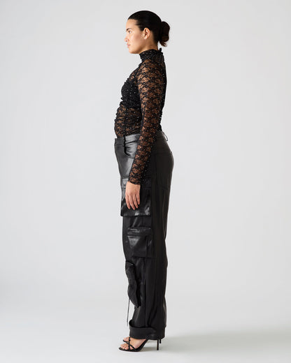 Vegan Leather Duo Black Women's Utility Cargo Pants | Steve Madden