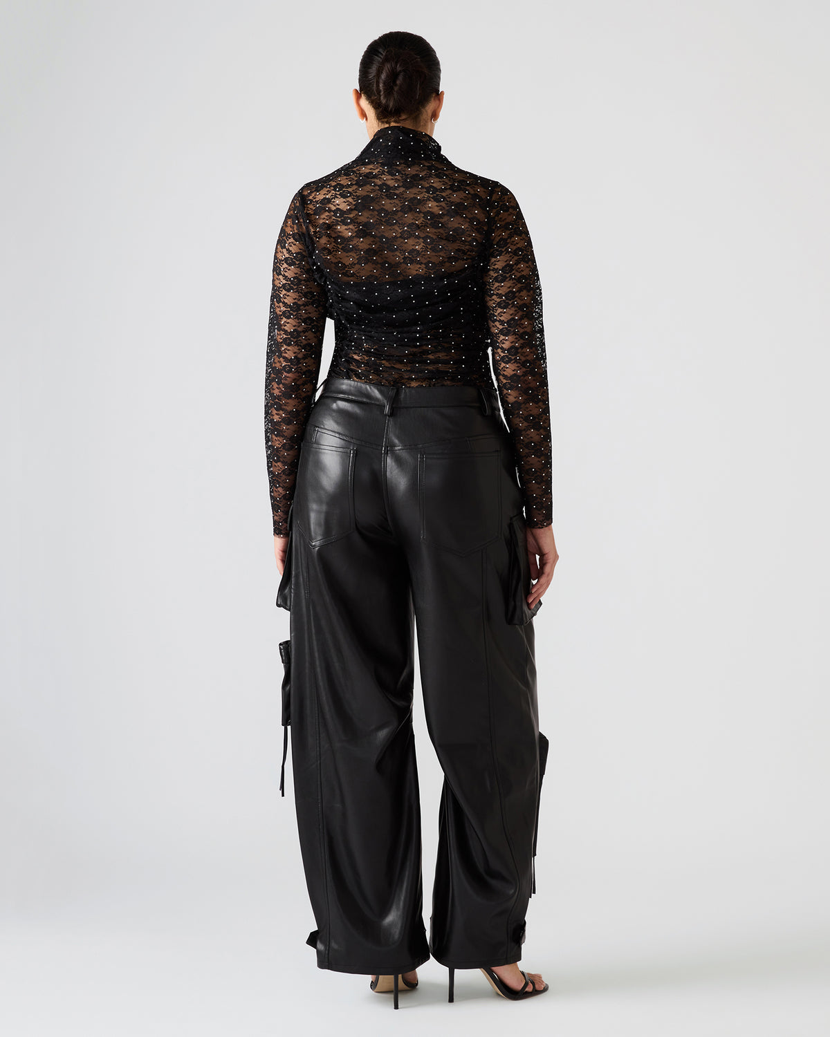 Vegan Leather Duo Black Women's Utility Cargo Pants | Steve Madden