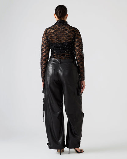 Vegan Leather Duo Black Women's Utility Cargo Pants | Steve Madden