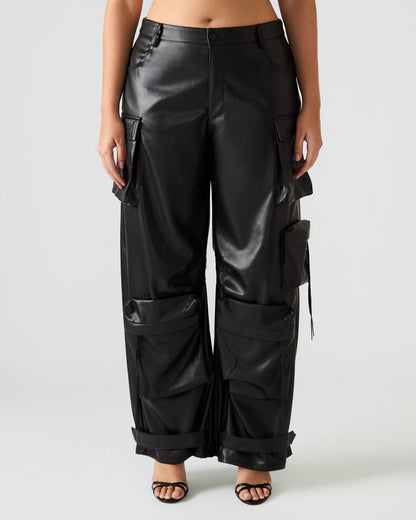 Vegan Leather Duo Black Women's Utility Cargo Pants | Steve Madden