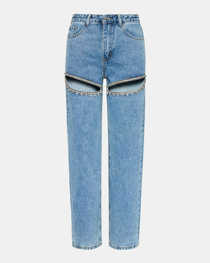 TAYLOR Jean Rhinestone Women's Cutout Jeans | Steve Madden