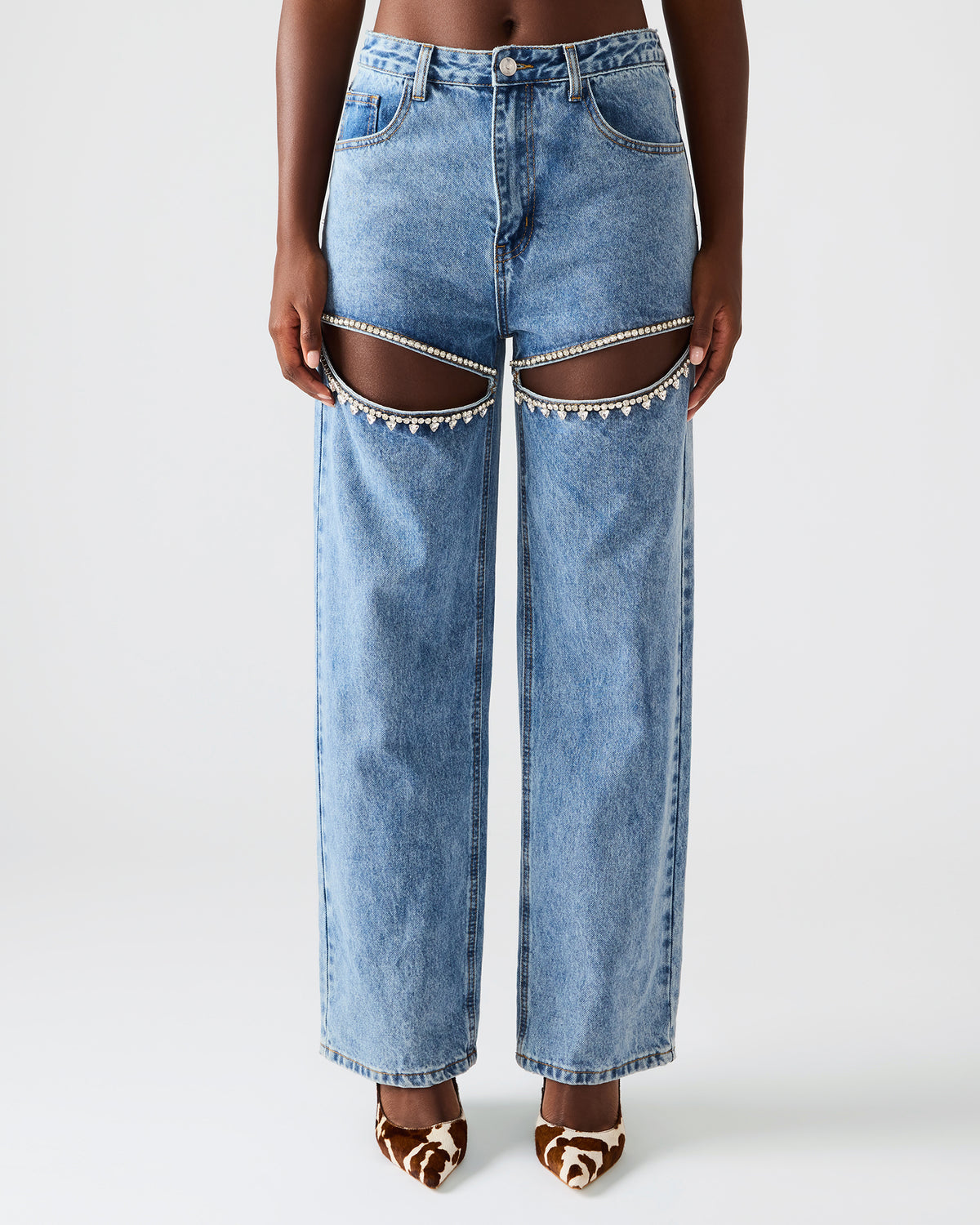 TAYLOR Jean Rhinestone Women's Cutout Jeans | Steve Madden