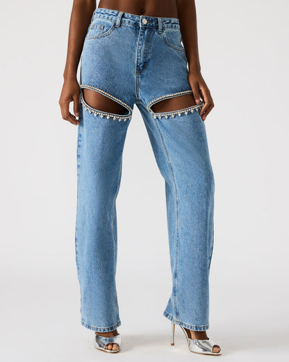 TAYLOR Jean Rhinestone Women's Cutout Jeans | Steve Madden
