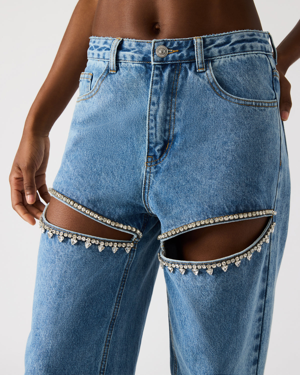 TAYLOR Jean Rhinestone Women's Cutout Jeans | Steve Madden