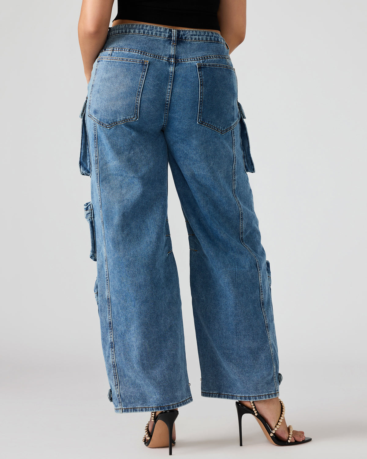 DUO Medium Denim Women's Utility Cargo Pants | Steve Madden