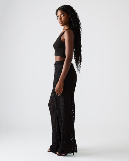 TRE Lace Black Mesh Barrel Low-Rise Women's Pant | Steve Madden