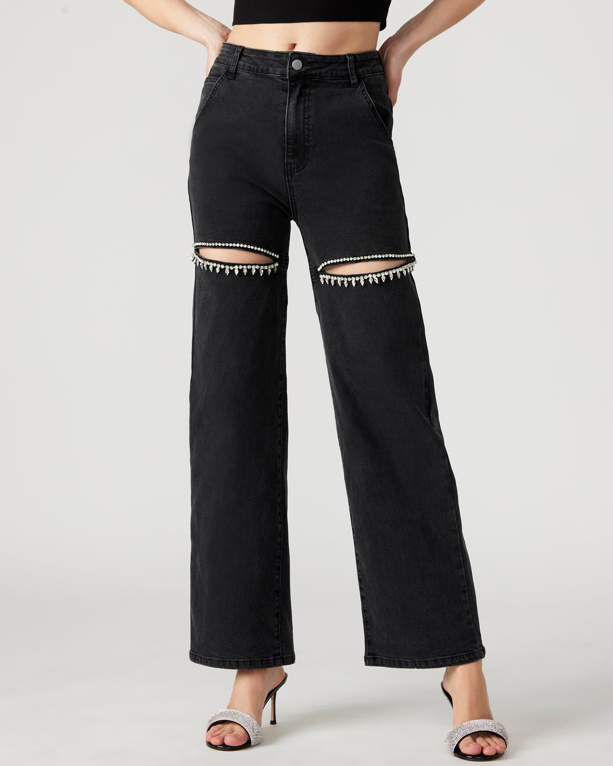 TAYLOR Jean Black Women's Cutout Jeans | Steve Madden
