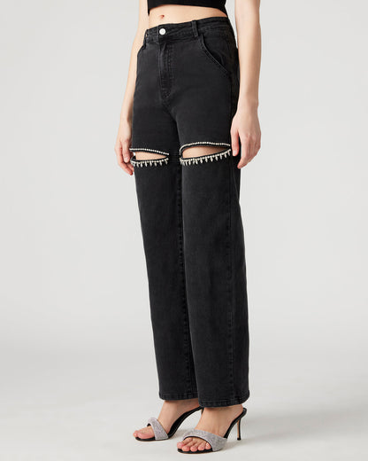 TAYLOR Jean Black Women's Cutout Jeans | Steve Madden