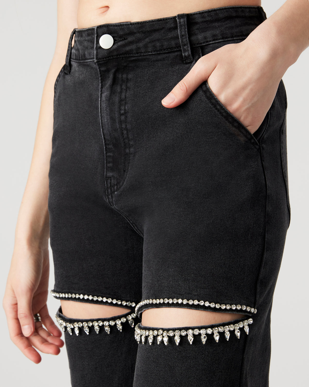 TAYLOR Jean Black Women's Cutout Jeans | Steve Madden