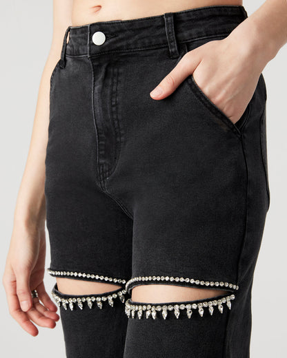 TAYLOR Jean Black Women's Cutout Jeans | Steve Madden
