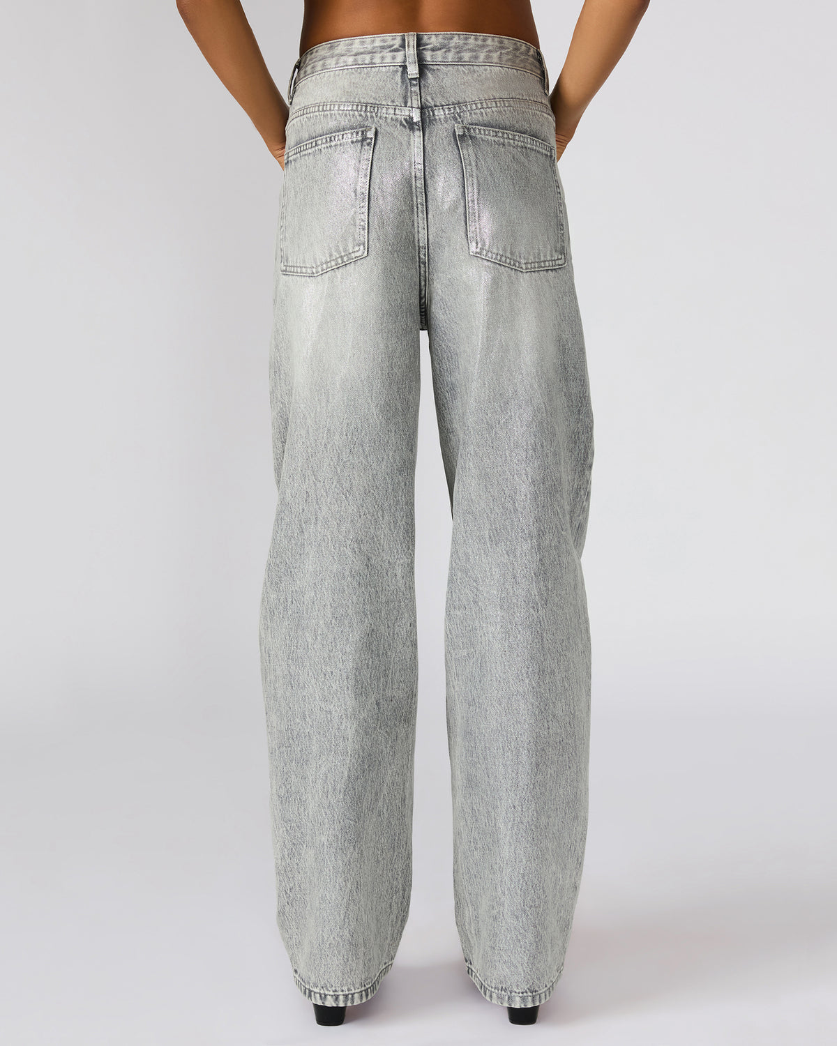 ZO Silver Straight-Leg Metallic Women's Jeans | Steve Madden